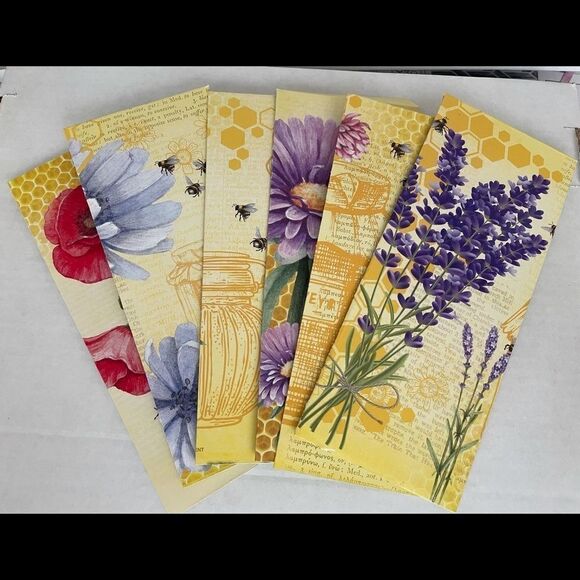 SET OF 6 HANDCRAFTED SLIM LINE FLORAL CARDS - Picture 3 of 15